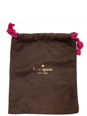 kate spade Brown Drawstring Pouch Jewelry dust bag with Pink Ties